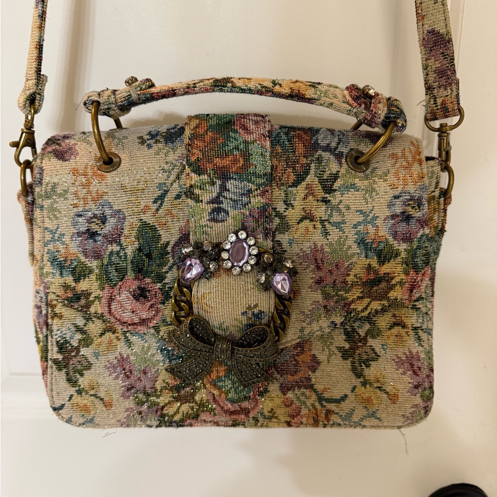 ALDO Floral Tapestry Bag with Jewel Accent